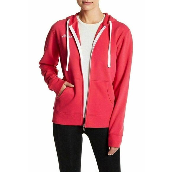 Asics Women's Pink Cotton Blend Zip Hoodie YT1487 Jacket Size XS S - Picture 11 of 16